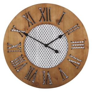 Zegar ścienny ciemne drewno okrągły ø 60 cm ręcznie wykonany tarcza w romby Beliani