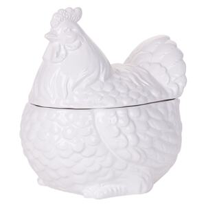 Pojemnik biały wielkanocny kura ceramiczny słoik świąteczny przechowywanie żywności Beliani