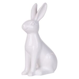 Figurka dekoracyjna ceramiczna biała ozdoba Wielkanocna do salonu mała 26 cm stojąca Beliani
