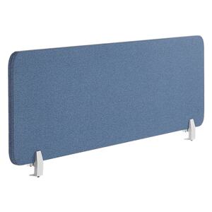 Przegroda na biurko niebieska PET tapicerowana materiałem 130 x 40 cm ekran akustyczny modułowa z zaciskami home office Beliani