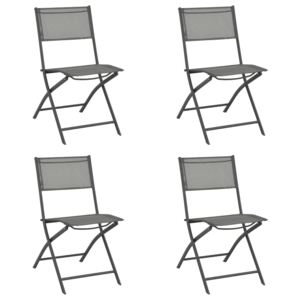 Składane krzesła ogrodowe, 4 szt., szare, stal i textilene