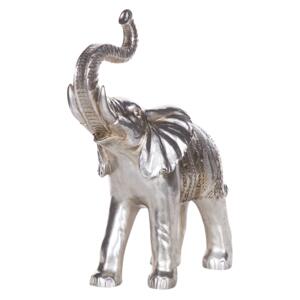 Figurka dekoracyjna słoń srebrna żywica syntetyczna 40 x 19 cm glamour Beliani
