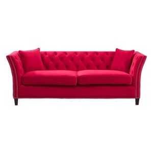 Sofa Chesterfield Modern Velvet Raspberry Red 3 os
