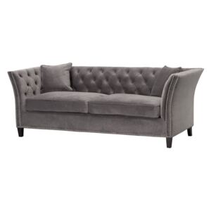 Sofa Chesterfield Modern Velvet Dark Grey 3os