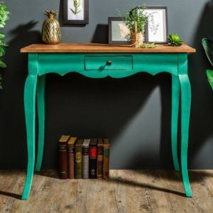 Drewniane biurko HEMINGWAY, zielono-naturalny mahoń 80 cm