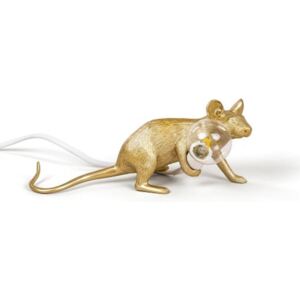 Lampa Mouse złota leżąca biały kabel