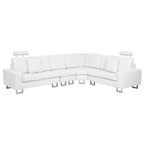 Sofa narożna lewostronna skórzana biała STOCKHOLM