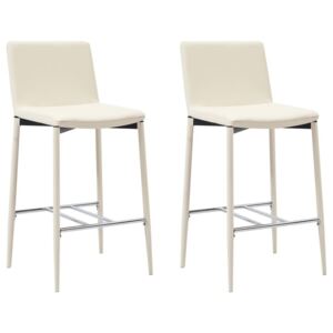 Krzesła barowe vidaXL, 2 szt., kremowe, sztuczna skóra