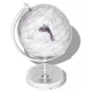 Globus z podstawką, aluminium, srebrny, 42 cm