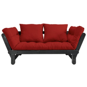Sofa rozkładana Beat z czarnym stelażem - czerwona