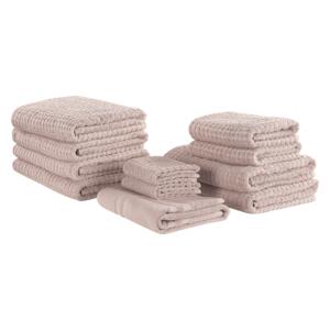 Komplet 11 ręczników różowy bawełna low twist ręcznik dla gości do rąk kąpielowy plażowy i mata łazienkowa Beliani