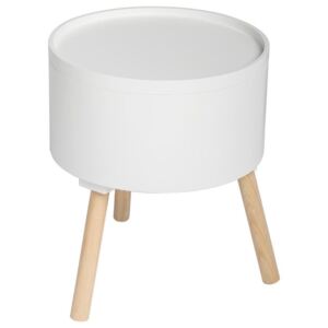 Nowoczesny stolik ze schowkiem, OSHI, 2w1, okrągły, 38 x 38 x 45 cm, biały