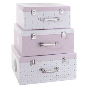 Zestaw 3 kuferków, pojemniki do przechowywania - kolor różowy
