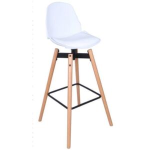 Stołek barowy, krzesło na podwyższeniu, miękkie siedzenie, wysokość: 104 cm, białe