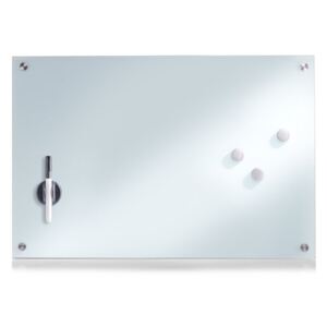 Szklana tablica magnetyczna MEMO, biała + 3 magnesy, 60x40 cm, ZELLER