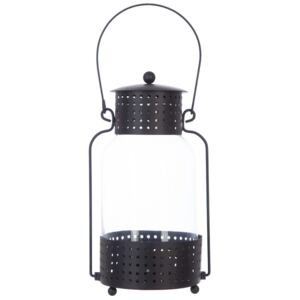 Lampion LATARNIA - podłużna latarenka, DEKORACJA do domu, 12,5 x 23 cm, kolor czarny