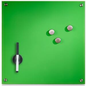 Szklana tablica magnetyczna MEMO, zielona + 3 magnesy, 40x40 cm, ZELLER