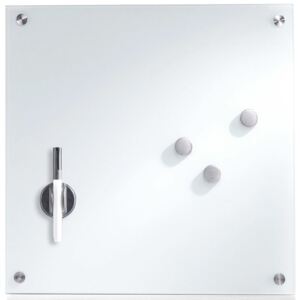 Szklana tablica magnetyczna MEMO, biała + 3 magnesy, 40x40 cm, ZELLER
