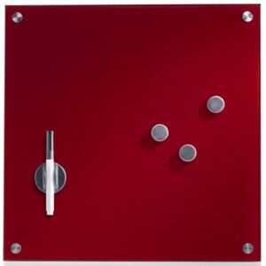 Szklana tablica magnetyczna MEMO, czerwona + 3 magnesy, 40x40 cm, ZELLER