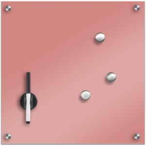 Szklana tablica magnetyczna MEMO, pudrowy różowy + 3 magnesy, 40x40 cm, ZELLER
