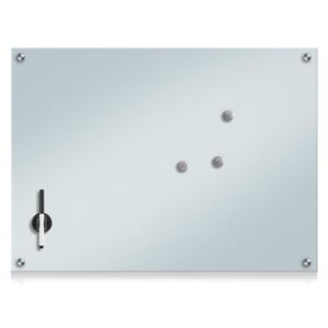 Szklana tablica magnetyczna MEMO, biała + 3 magnesy, 75x55 cm, ZELLER