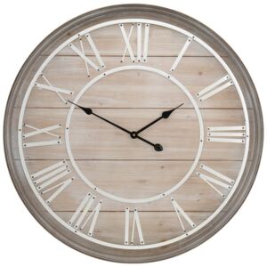 Drewniany zegar ścienny NATURAL, wskazówkowy, 80 cm
