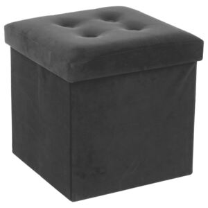 Składana pufa ze schowkiem, podnóżek, pojemnik z pokrywą - 2 w 1, kolor czarny