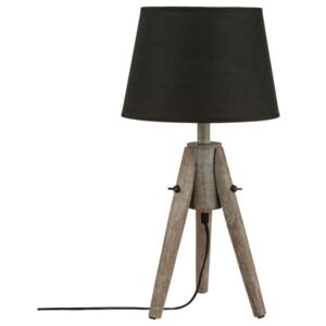 Lampa stołowa MIRY drewniana lampka - kolor czarny, wys. 46 cm