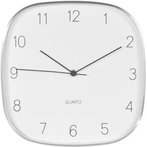 Kwadratowy zegar ścienny - kolor srebrny, 30 x 30 cm