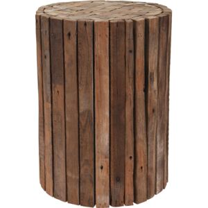Taboret z naturalnego ciemnego drewna tekowego - stołek, podnóżek