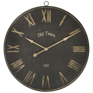 Duży zegar na ścianę, okrągły zegar, zegar do salonu, czarny zegar dekoracyjny, zegar ścienny metalowy, zegar ścienny czarny - Ø 92 cm