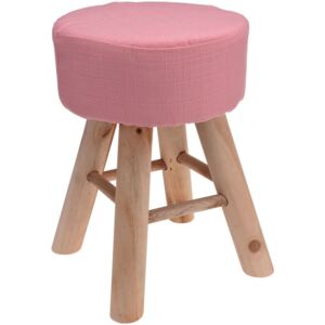 Miękki taboret czteronożny, stołek, podnóżek, pufa, kolor różowy