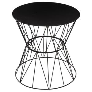Okrągły stolik kawowy na metalowych nogach, stolik do kawy, stolik do salonu, stolik do pokoju, czarny stolik, stolik metalowy