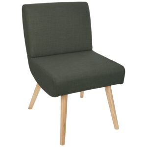 Krzesło z tapicerowanym siedziskiem i oparciem, elegancki fotel Sako, ciemnoszary materiał obicia