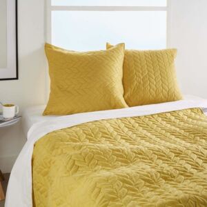 Narzuta na łóżko 240 x 260 cm + 2 poduszki 60 x 60 cm, kolor żółty