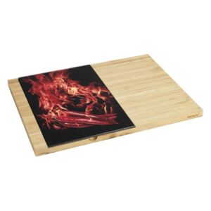 Deska do krojenia z bambusa i płyta ze szkła hartowanego, praktyczne akcesoria kuchenne - 38 x 28 cm, 19 x 28 cm, WENKO