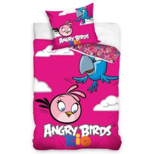 Tip Trade Pościel bawełniana Angry Birds Rio Pink Bird, 140 x 200 cm, 70 x 80 cm