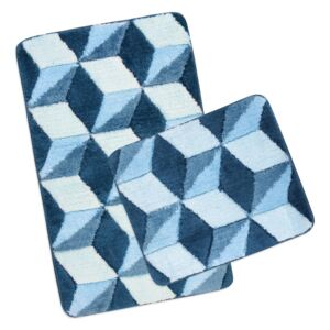 Bellatex Komplet dywaników łazienkowych Ultra Niebieska, 60 x 100 cm, 60 x 50 cm