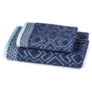 Ręcznik kąpielowy i ręcznik Geometria niebieski, komplet 2 szt