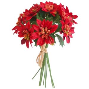 Sztuczna wiązanka Poinsecja czerwony, 20 cm