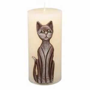 Świeczka dekoracyjna Kot beżowy, 14 cm