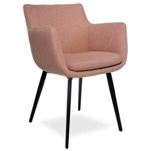 Tapicerowane krzesło EMMA różowe - czarne nogi