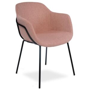 Tapicerowane krzesło LUIS różowe - czarne nogi