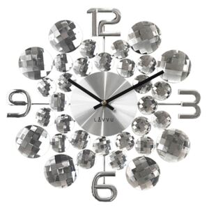 Zegar ścienny Lavvu Crystal Jewel srebrny, śr. 34 cm