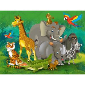 Fototapeta dziecięca XXL Zwierzęta w dżungli 360 x 270 cm, 4 części