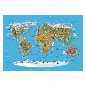 Fototapeta dziecięca XXL Mapa świata 360 x 270 cm, 4 części