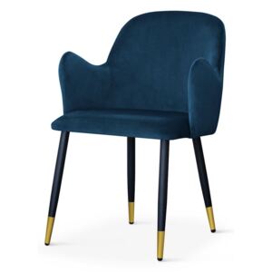 Krzesło CAMEL niebieski/ noga czarno - złota/ BL86
