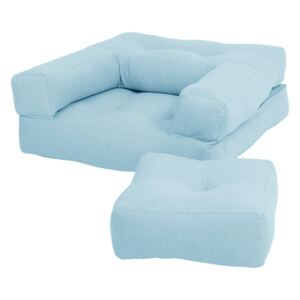 Jasnoniebieski dziecięcy fotel rozkładany z podnóżkiem/pufem Karup Design Mini Cube Light Blue