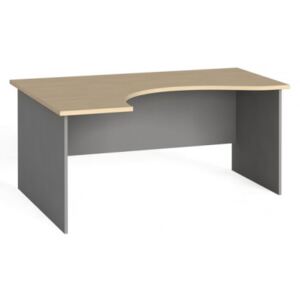 Narożny stół biurowy, zaokrąglony 160x120 cm, brzoza, lewy