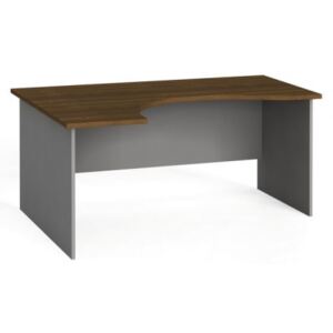 Narożny stół biurowy, zaokrąglony 160x120 cm, orzech, lewy